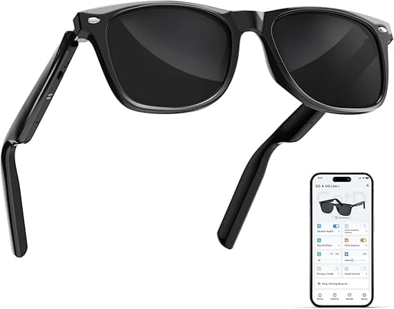 AI Glasses for Men & Women, Smart Glasses Powered by ChatGPT, AI Real-time Translation with 145 languages, 11H Music Play, Bluetooth Sunglasses with Polarized Lens, UV Protection for Daily Use, Travel