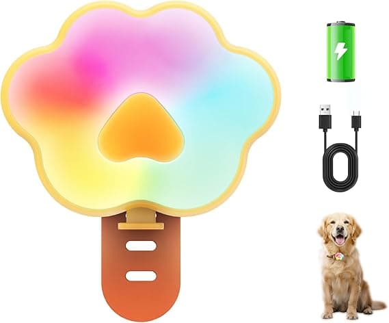 Lekereise Dog Collar Light, Upgraded 6 Modes USB Rechargeable LED Color Changing Clip-On Light, Waterproof & Silicone Band Safety Pet Lights for Night Walking, Running, Camping