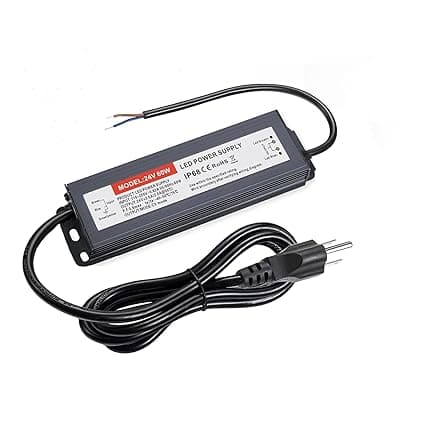 LED Driver 60W Waterproof IP68 Power Supply Transformer Adapter 110V-250V AC to 24V DC Low Voltage Output for LED Light, Computer Project, Outdoor Light and Any 24V DC led Lights, 60W24V-N