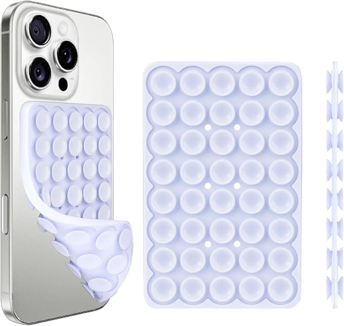 1 Pack Lavender Double Sided Silicone Suction Cup Phone Case Mount, Hands-Free Strong Grip Holder for Selfies and Videos, Compatible with iPhone and Android