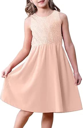 Girls Sequin Dress Kids Party Formal Dress Sleeveless Prom Sparkle Fancy Girls Pageant Dresses Size 6-13Y