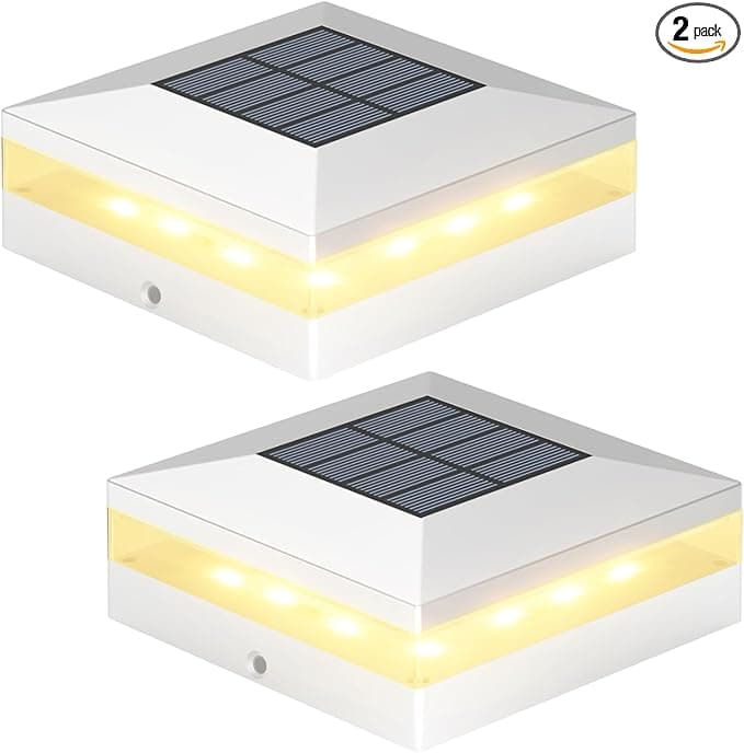 Viewsun 4x4 Solar Post Cap Lights, 2 Pack 3 Color Modes Fence Post Solar Lights Outdoor, Waterproof Solar Powered with 72 LEDs, Decorating for Fence, Deck, Garden