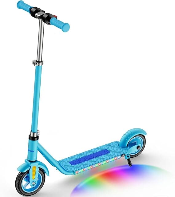 Electric Scooter for Kids Ages 6-12, 150W Hub Motor, 10 mph, Colorful Lights, LED Display, Dual Brake System, 4 Height Adjustable Electric Scooter, Best Gifts for Kids
