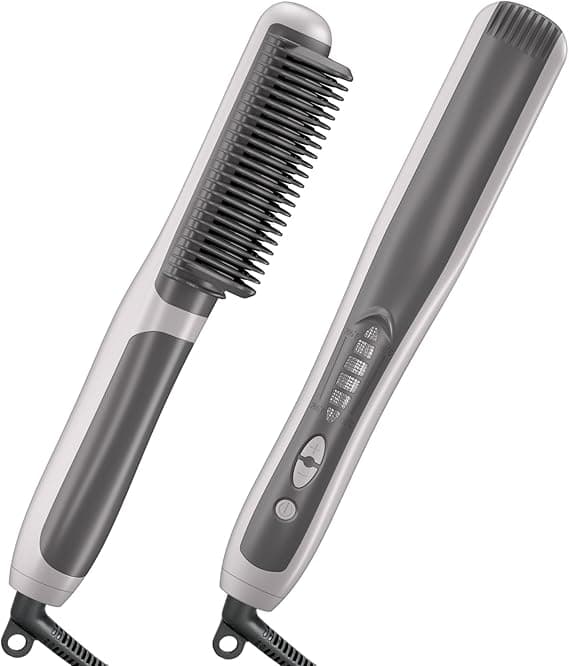 Hair Straightener Brush for Women with Luxury Gift Box - 30s Fast Heating Ceramic-Coated Comb, Great for Mothers Day & Birthday Gifts