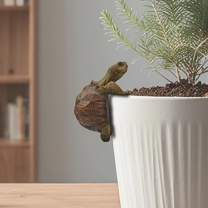 Turtle Statue Tortoise Figurine Plant Pot Hanger, Resin Cute Tortugas Ornament Desk Decor Plant Decoration Gift for Flower Pot Bonsai Planter Succulent Vase