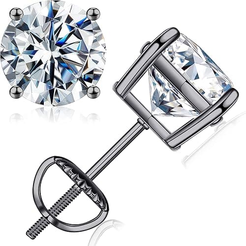 SMILEST 0.2-4ct Moissanite Screw Back Earrings, D Color VVS1 Clarity Lab Created Moissanite 14K White Yellow Rose Gold Ruthenium Vermeil 925 Sterling Silver Round Moissanite Earrings for Women Men