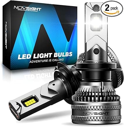 NOVSIGHT 70000LM đđ Fog Bulbs - Ultra Bright đđ Fog Light Bulb, 100,000+ Hours Lifespan, Automotive High/Low Beam LED Light Bulb With Cooling Fan, 6500K White, Pack of 2