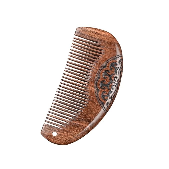 Natural Sandalwood Fine Tooth Comb - Anti Static Wooden Comb for Women, Smooth Detangling Hair Comb, Portable Travel Mini Wood Combs for Curly & Straight Hair