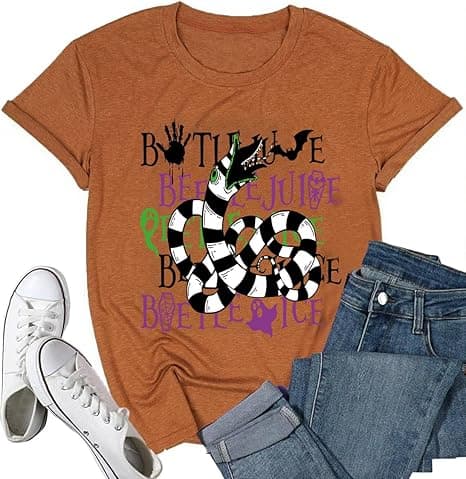 Halloween Shirts for Women Cute Ghost Shirt Vintage Funny Spooky T Shirt Novelty Horror Movie Graphic Tee Tops