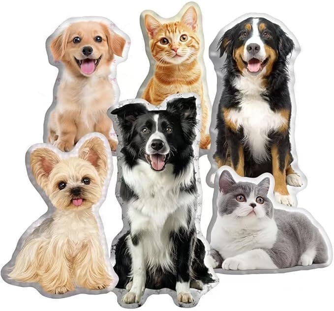 Personalized Pillow with Picture, Custom Dog Cat Face Pillow Pet Memorial Gifts for Dogs,Custom Pillow for Christmas Valentine's Day Ships Next Day (16 inch)