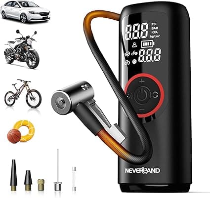 NEVERLAND Tire Inflator Portable Air Compressor - Auto Portable Air Pump for Car Tires, 150PSI Electric Air Inflator for Car Tires, Bike, Bicycle, Motorcycle, Ball Inflation