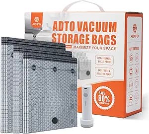 Travel Vacuum Seal Bags for Clothing with Portable Electric Pump, 9 Pack Space Saver Vacuum Storage Bag, Compression Packing Bag for Clothes Luggage & Suitcase, Cruise Vacation & Home Essentials