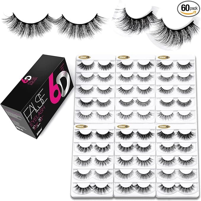 Eliace False Eyelashes Natural look Cat Eye Lashes Wispy Strips,6D Volume Mink lashes 30 Pairs 10 Mixed Styles Fake Eyelashes Pack,Wispy Eyelash Soft Reusable Dramatic Fluffy Beauty Lash Wholesale