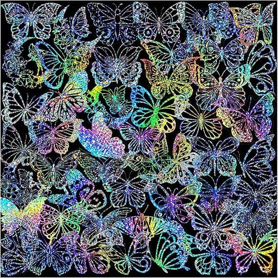 Waterproof Stickers 100 Pcs PET Holographic Stickers, Transparent Retro Aesthetic Decorative Stickers for Water Bottles Laptops, DIY Journal Supplies, Teacher Gifts & Student Rewards