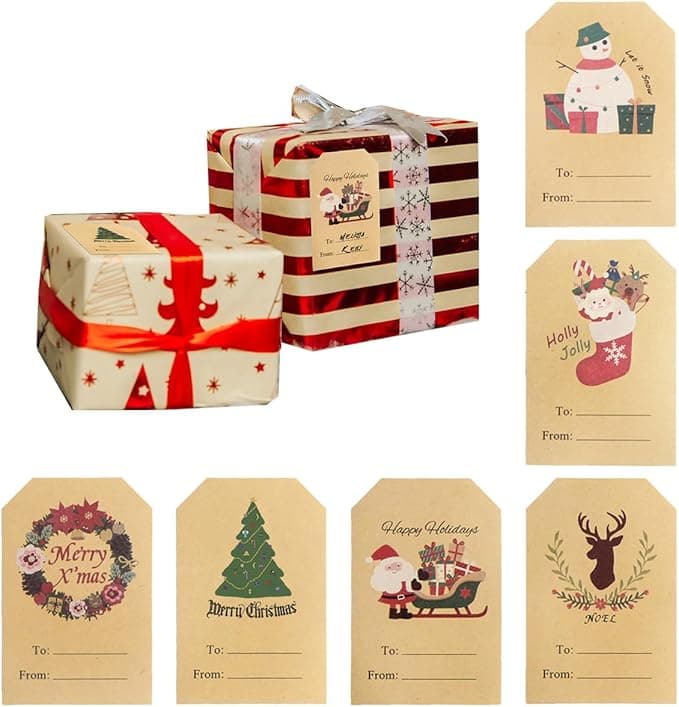 Christmas Gift Tags Stickers Writable Holiday Labels 120 Pcs 2x3 Inches